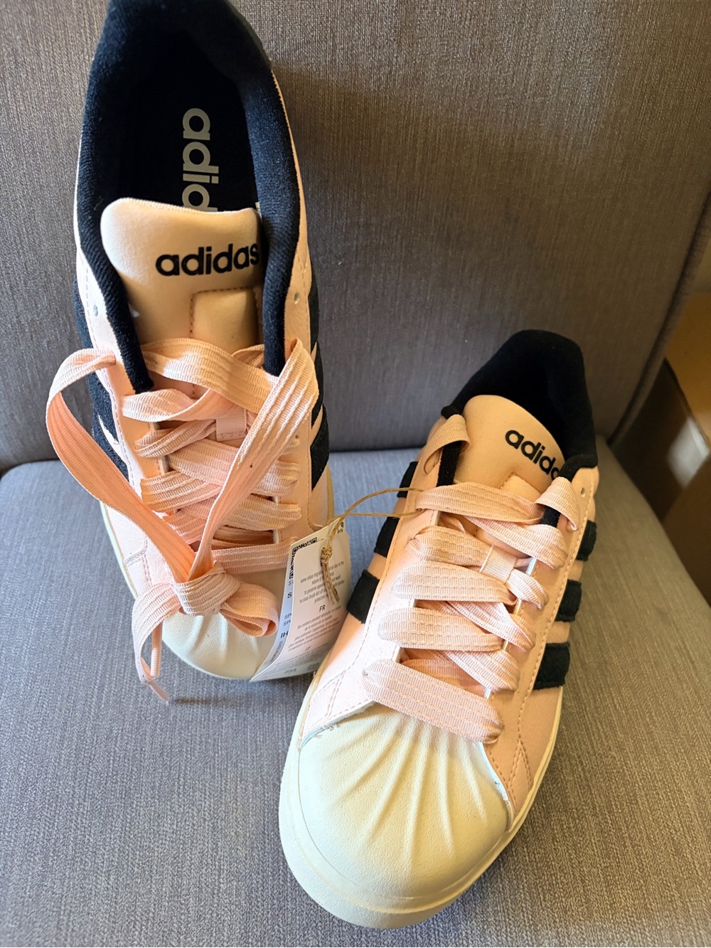adidas Women’s Shell-Toe Sneakers in Light Pink and Black